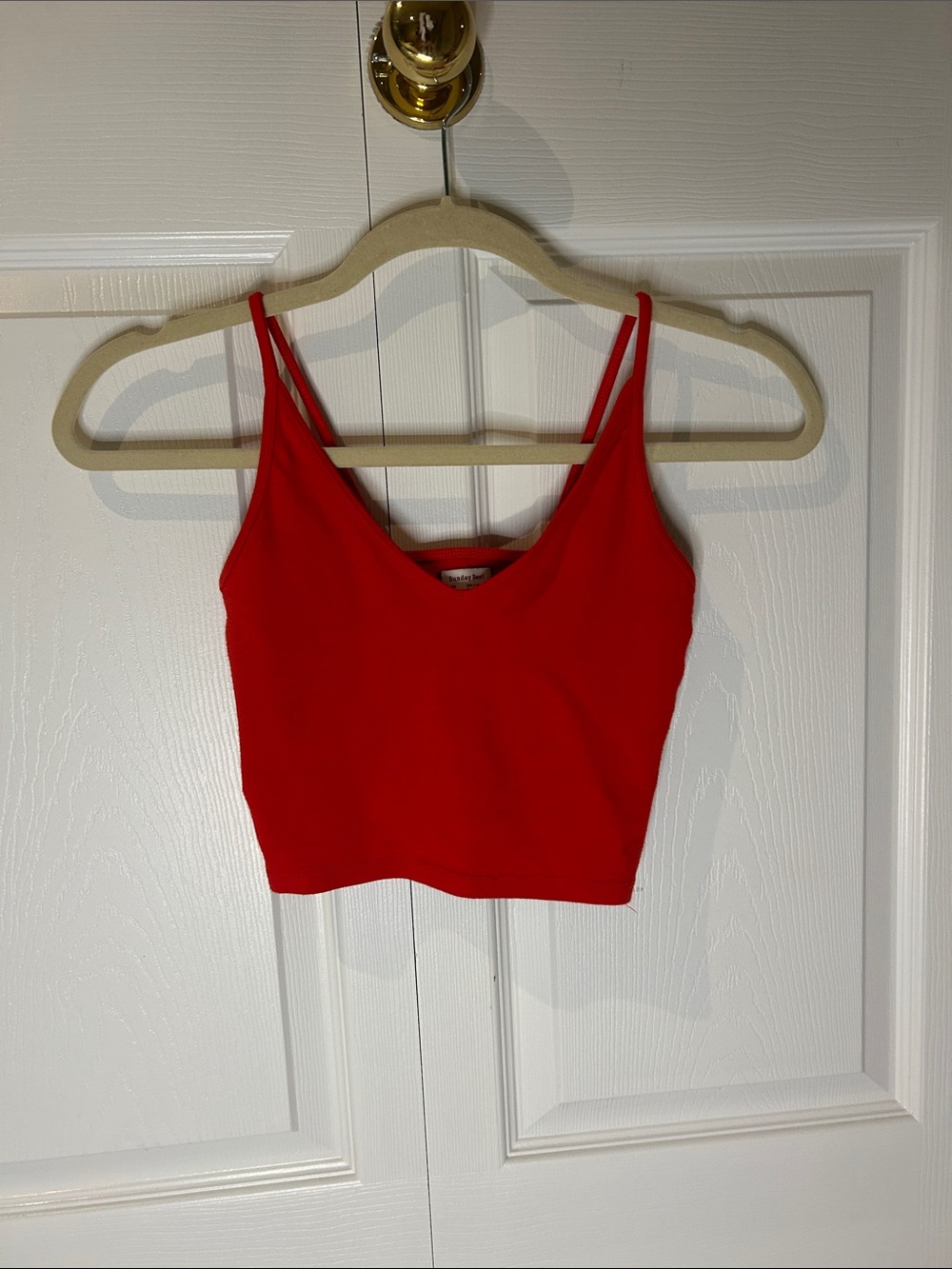Aritzia (Sunday best) Red V-Neck Double-Spaghetti Strap Crop Camisole